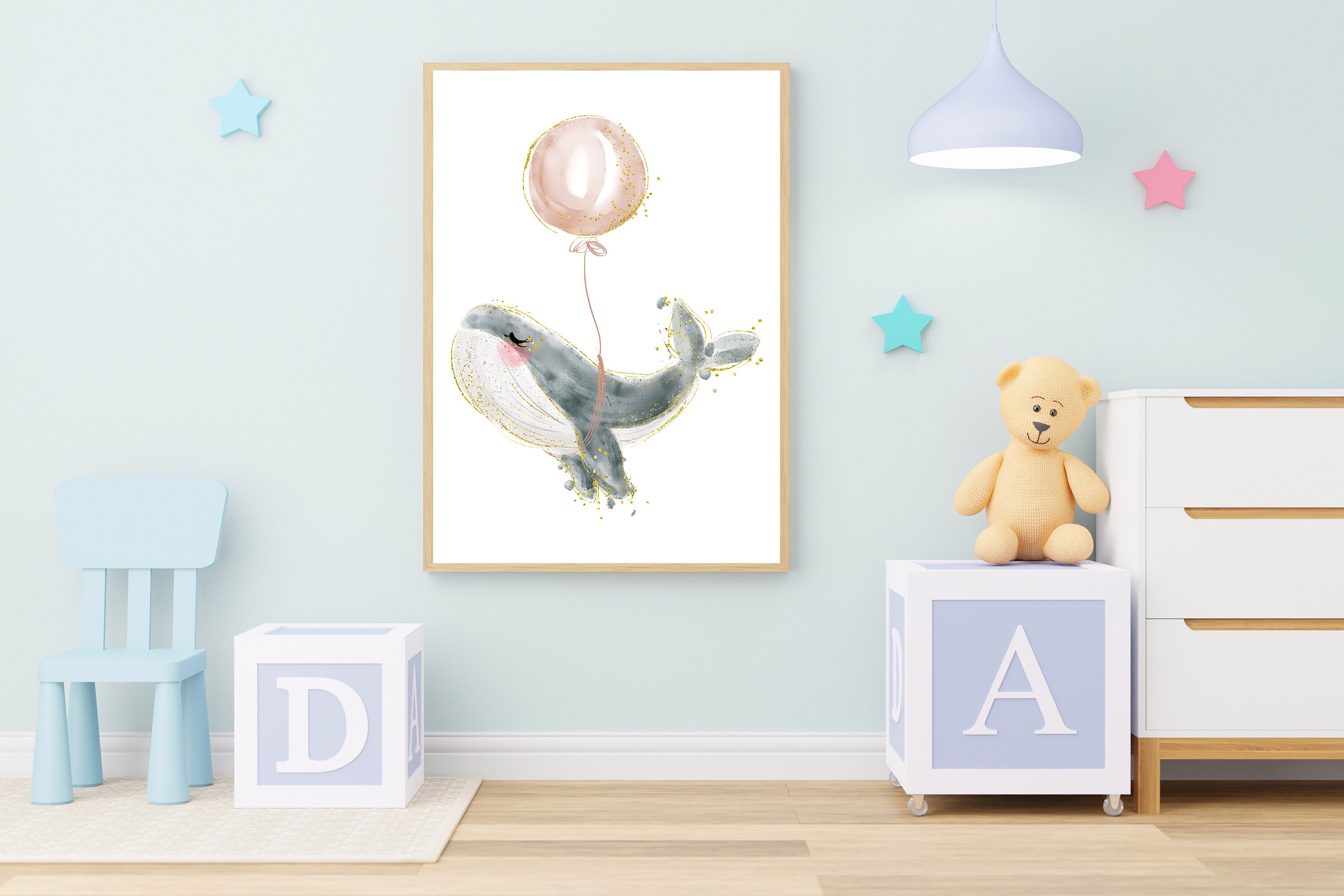 Cute Whale Nursery Wall Art Nursery Wall Art Whale Nursery Etsy