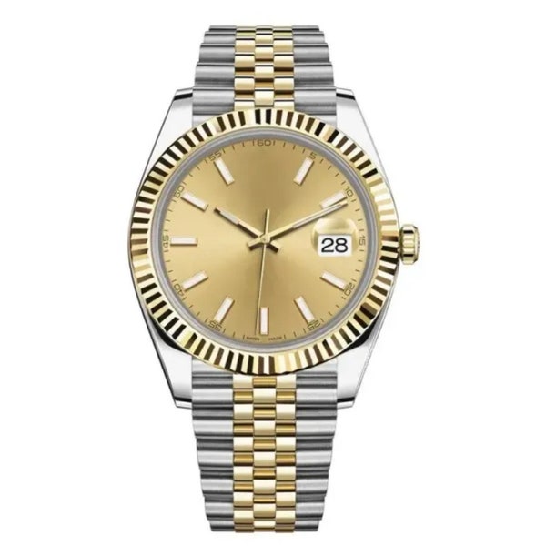 Reloj de moda para mujer plateado y dorado de 28 mm.
