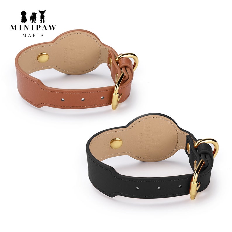 Airtag Collar for Small Dogs and Cats Genuine Leather Dog Etsy