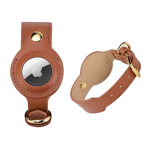 AirTag Collar for Small Dogs and Cats, Genuine Leather, Pocket Holder for Apple Air Tag, XS and S, Pink, Black and Brown
