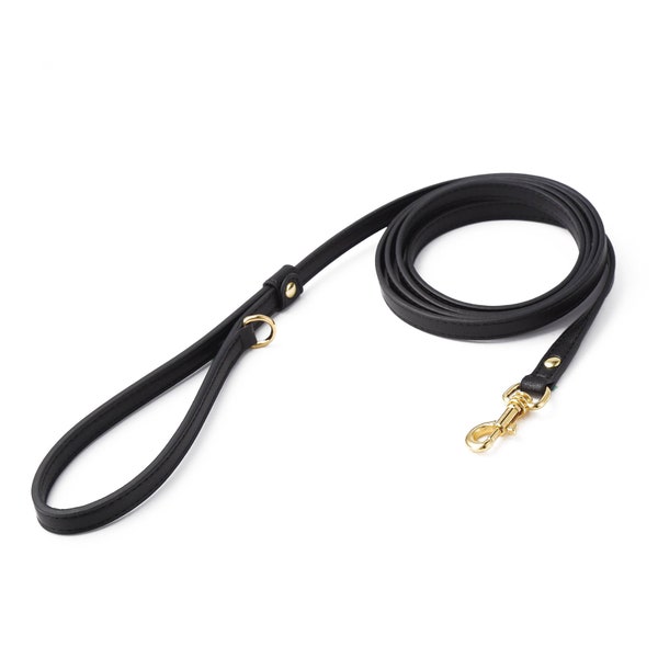 Slim PU Leather Leash, Lightweight, Thin, and Designed for Small Dogs, Teacup, and Puppies, Black, AirTag Collar Set