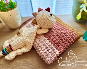 Crochet Baby Blanket and Tinysaurus | Baby Shower Gift | Bohosaurus Lovey  | Crochet Dinosaur  | Gift | Snuggy | Tinysaurus Snuggler Boho