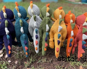 Tinysaurus Snuggler Crochet Dinosaur Lovey: Boho Snuggle Toy Gift