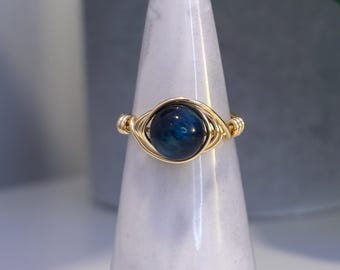 Real Tigers eye, Aquamarine & Blue Chalcedony crystal rings|Aquamarine gold crystal rings| Handmade rings|summer time jewelry|dainty jewelry