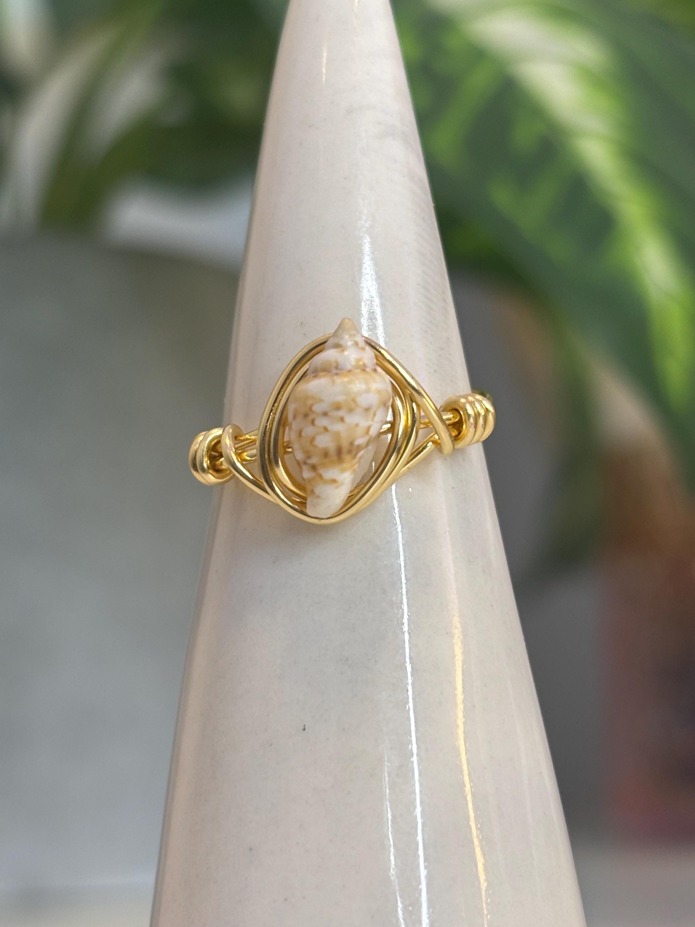 Seashell gold ring |Handmade wire ring |Beach & summer rings
