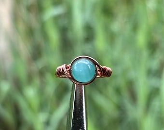Crystal beaded copper rings|Copper wire rings|Blue tigers eye|Sun stone|Cats eye|Crystal rings