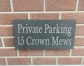 Custom Silver Painted Slate House Sign: Hand-Engraved Number Plaque