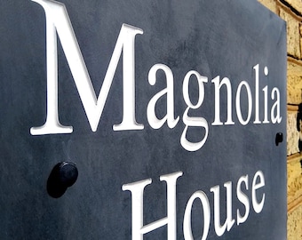 Engraved Slate House Sign: Custom Address Plaque, 300mm x 200mm
