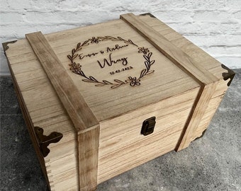 Personalised wedding keepsake box| Memories box | Engagement Box | Wedding gift | wooden white wash extra large box | baby memory box