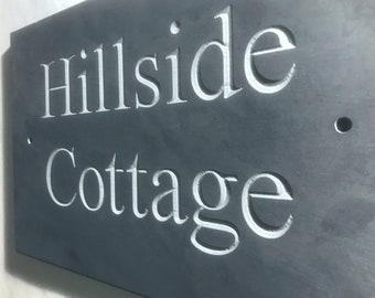 Slate House Signs Name Number Plaque 300x200mm, Unpainted. Personalised Sign Engraved NOT LASERED, shipped the next working day