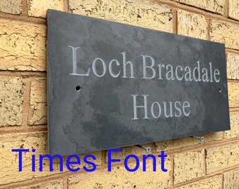Personalized Slate House Sign: Engraved Plaque, Weatherproof Finish (400 x 200mm)