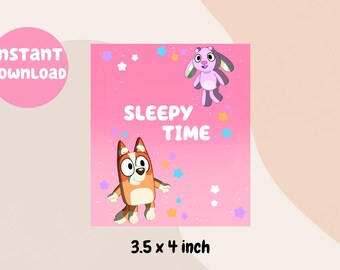 Blue Dog Party Favour I sleepy time | Digital download | Diy Printable Party Decorations