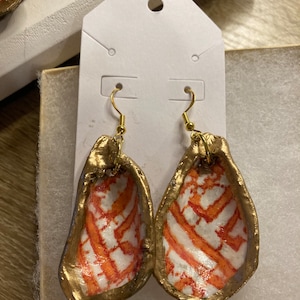 Decoupaged oyster shell earrings Auburn/Clemson/ Tennessee