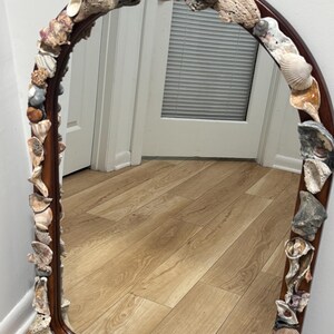 Arched wood and shell mirror 24x36