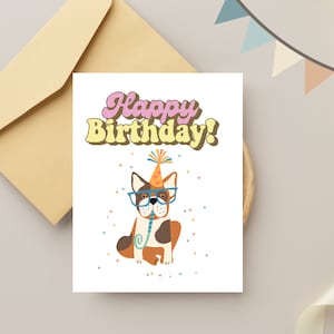 Printable Dog Happy Birthday Greeting Card, Pdf File, Instant Download ...