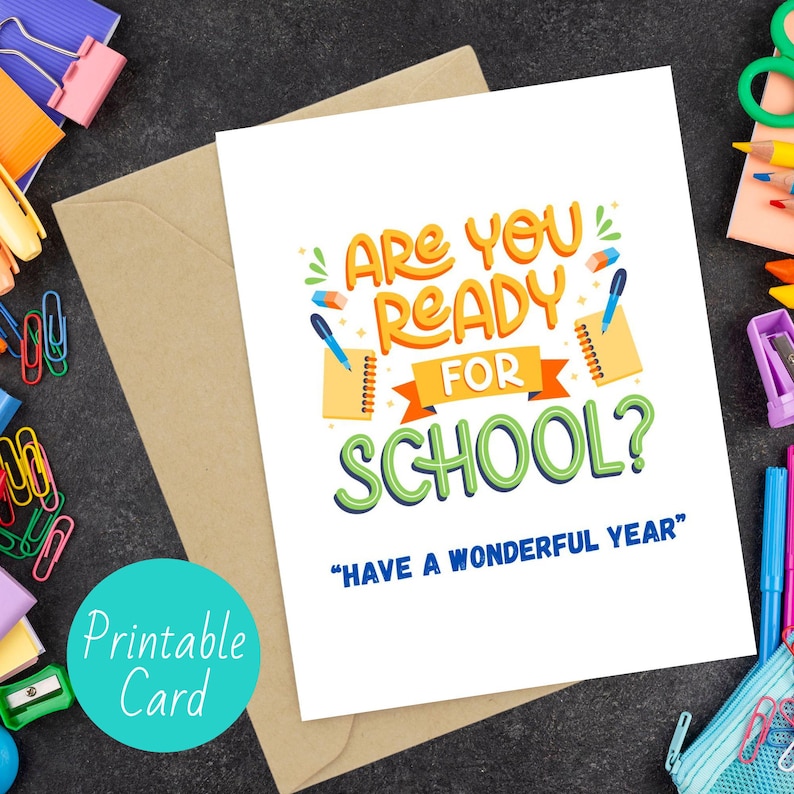 Back to School Greeting Card: Printable Folded Card (digital Download ...