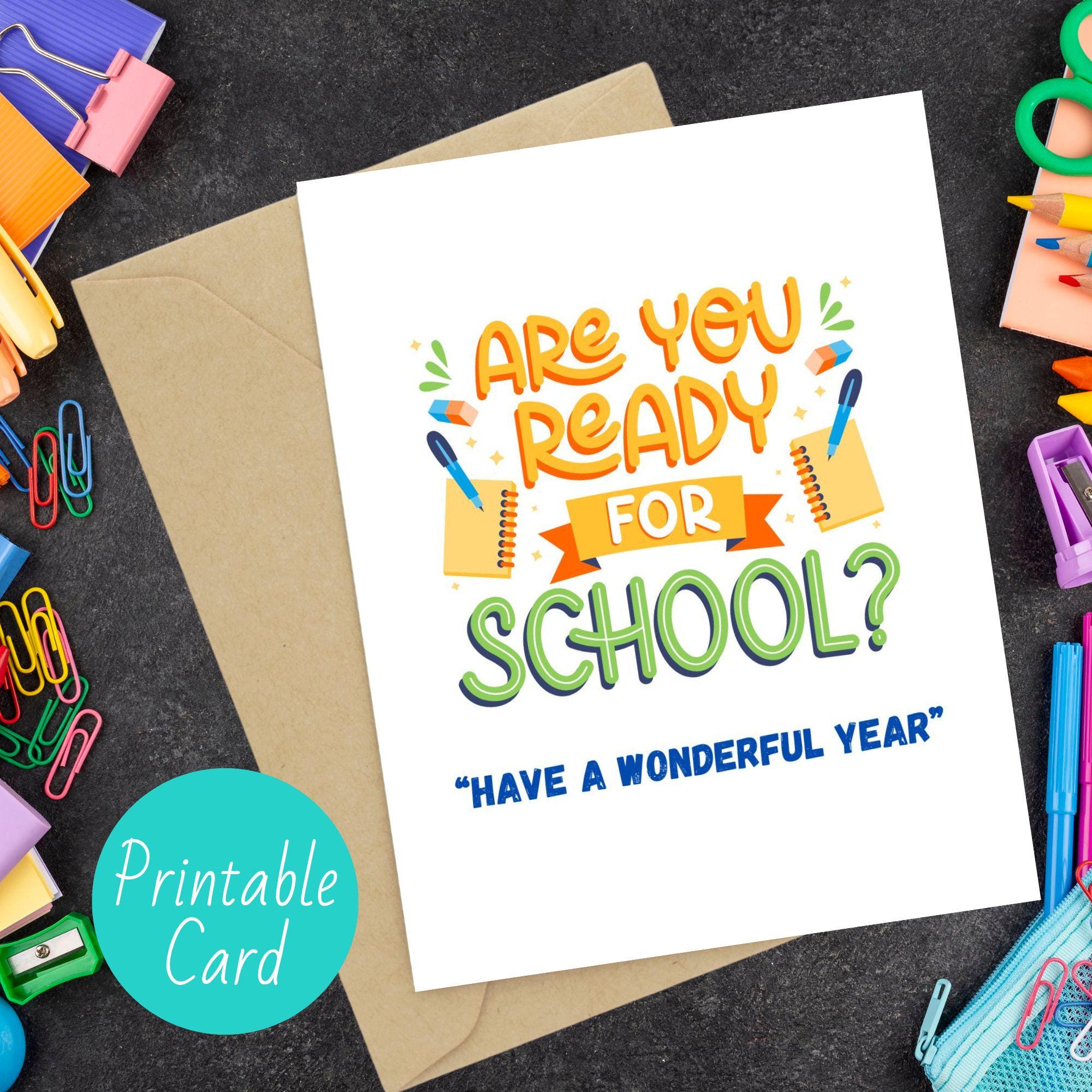 Back to School Greeting Card: Printable Folded Card (digital Download ...