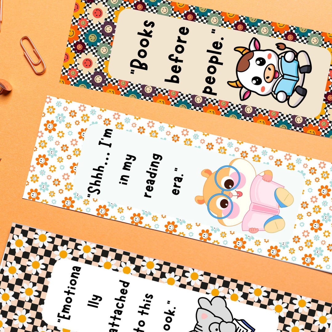 Humurous Bookmarks Funny Bookmarks for Friends – Printable Book Lover Humor – Floral ...