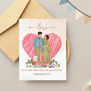 Printable Love Greeting Card - Romantic Valentine's Day Card - DIY Instant Download - A2 Size 4.25 x 5.5 Inches PDF.