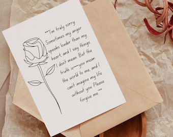 Please Forgive Me Card: Romantic Apology Greeting Card (Digital Download)