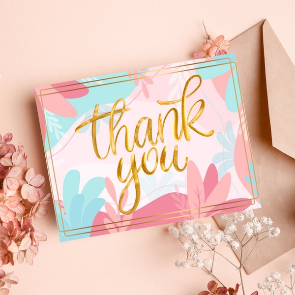 Thank You Printable Card Bundle - A2 & A7 Assorted Set, Instant Download PDFs for Personal Gratitude Notes.