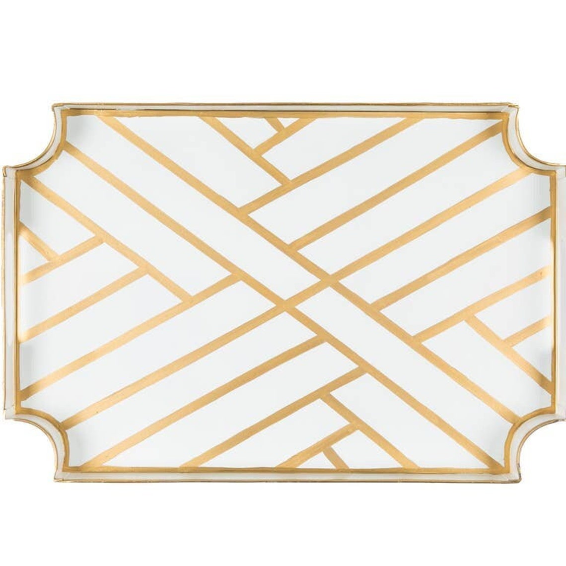 Gold & White Newport Jaye Tray Etsy