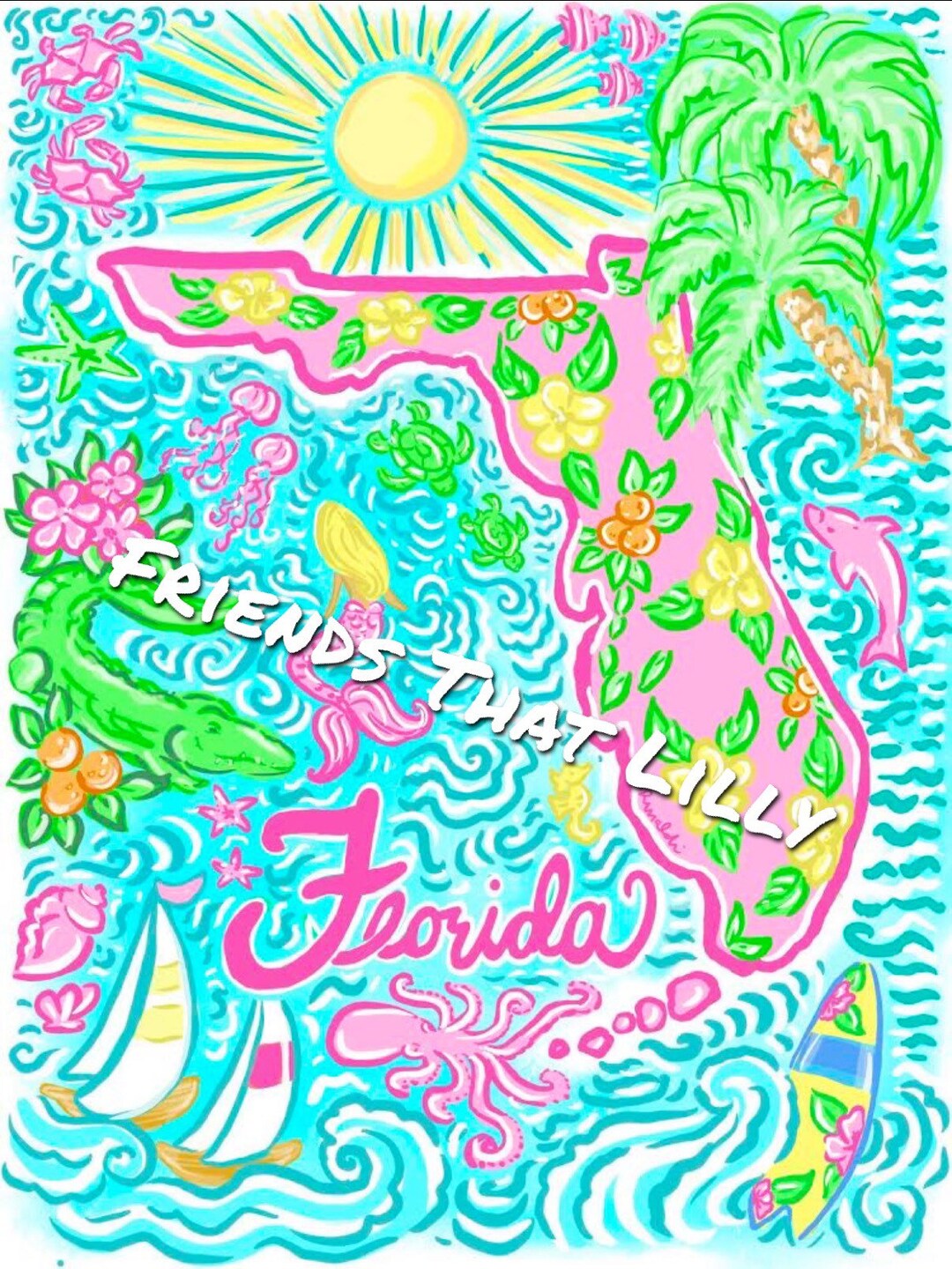 Beach Towel Florida Map Design Etsy
