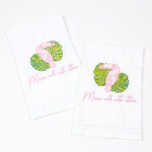 Embroidered Tropical Toucan Dish Towels- Set of Two