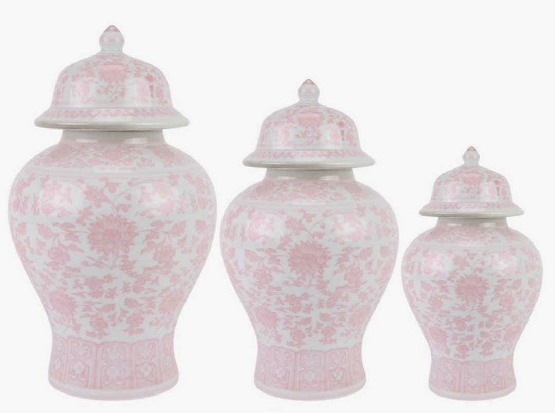 Soft Pink and White Ginger Jars Available in Three Sizes Etsy