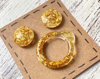 Set oro: anello a strappo + Occhi per Blythe 14mm