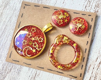 Red and Gold set: pull rings + Eyes for Blythe 14mm