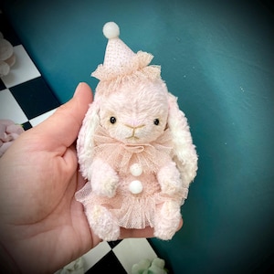 Pink Teddy bunny 4 1/2'' for custom Blythe doll OOAK Blythe Barbe BJD