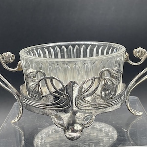 Art Nouveau WMF Silver Plate Pot Holder with Later Glass Liner, circa 1905