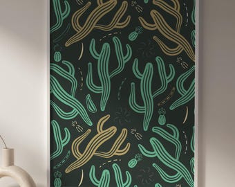 Digital Download Wall Art with Matisse Print Cactus Theme Printable Floral Decor for Home Decor Modern Wall Art Green Desert Design