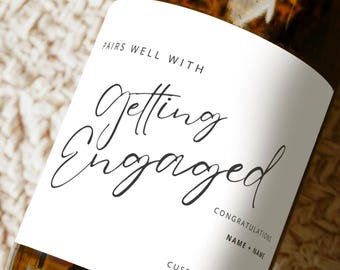 Minimal Engagement Wine Label Custom Proposal Gift for Engaged Couple Custom Sticker Idea for Engagement Gift