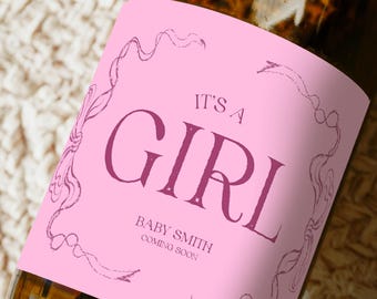 Etiqueta de vino para anuncio de bebé, regalo personalizado para papá primerizo de San Valentín, revelación de embarazo personalizada, champán para revelar el sexo del bebé