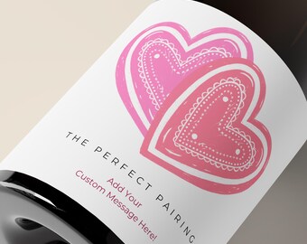 Etichetta personalizzata per bottiglia di vino, regalo per San Valentino, idea regalo per amica, adesivo personalizzato per champagne, bomboniera per feste di San Valentino