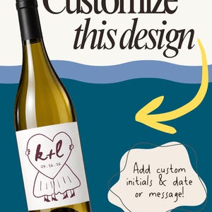 Custom Wine Bottle Label For Engaged Couple Gift for Wedding Anniversary Custom Champagne Bottle Label for Engagement Party Gift image 3