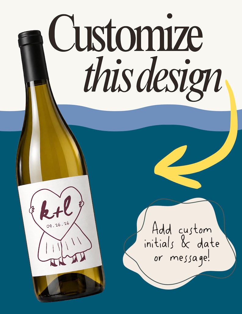 Custom Wine Bottle Label For Engaged Couple Gift for Wedding Anniversary Custom Champagne Bottle Label for Engagement Party Gift image 3
