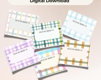 Book Nametag Printable Label Digital Download for Library Sticker for Kids Back to School Accessory with Blue Gingham Fabric Design