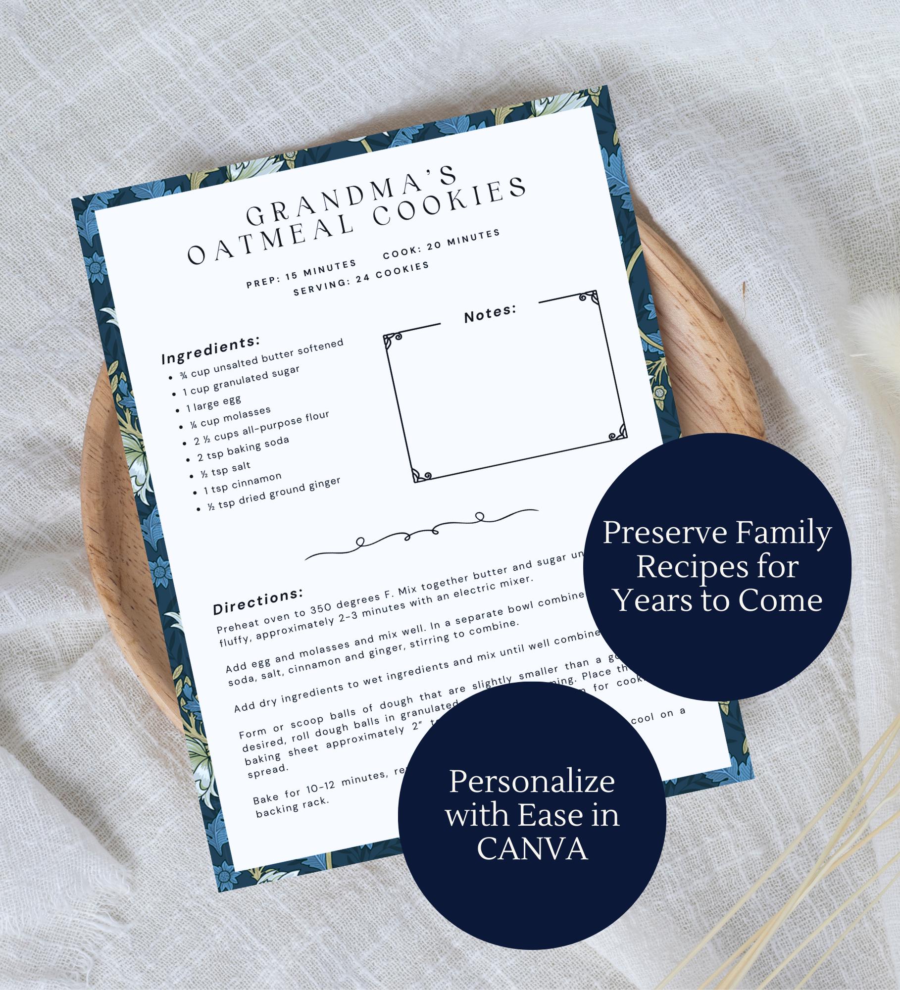 Editable Recipe Book Digital Download Canva Template Cookbook Binder ...