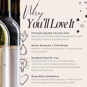 Custom Wine Bottle Label For Engaged Couple Gift for Wedding Anniversary Custom Champagne Bottle Label for Engagement Party Gift image 4