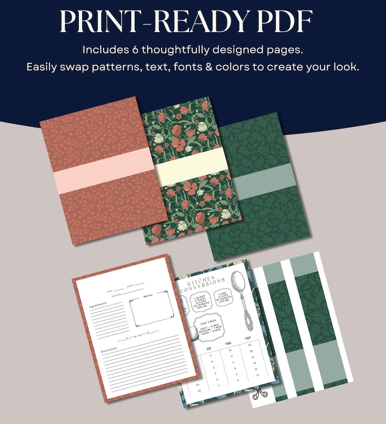 Printable Family Cookbook Binder for Homeware Gift Canva Template ...