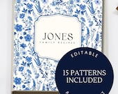 Editable Recipe Book Digital Download Canva Template Cookbook Binder Heirloom Recipe Dividers Gift for Home Vintage Design Floral Pattern
