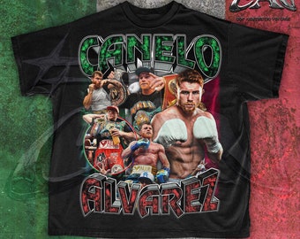Canelo Alvarez 90&#39;s Hip-Hop Style Vintage Bootleg T-Shirt | Mexican Boxer