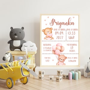 Personalised New Baby Print - Print Only, Birth Details Print, Birth Print, Birth Stats, Nursery Decor, Wall Art, Gift for Parents, mom dad