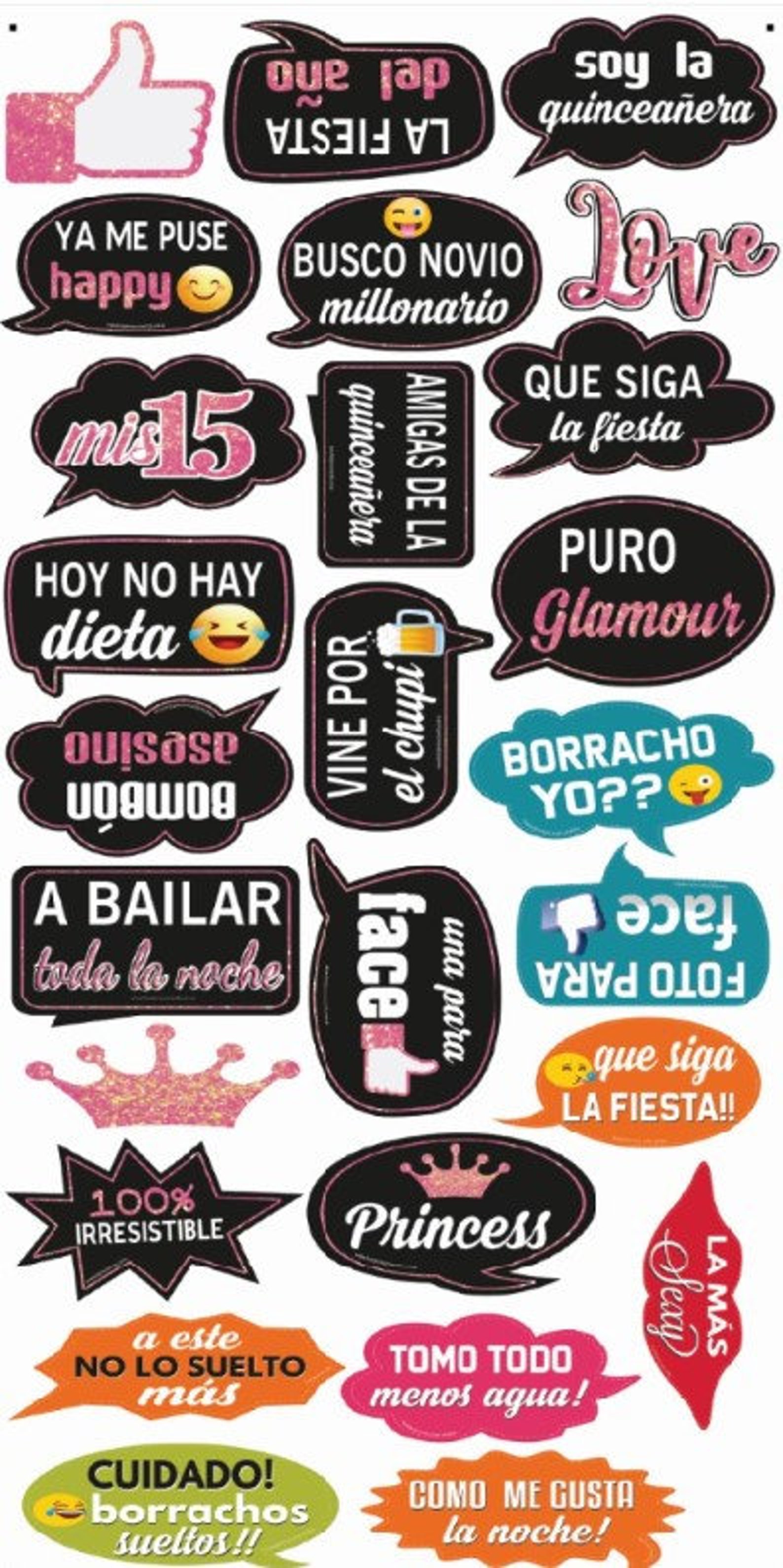 PHOTO BOOTH PROPS Spanish Party Props Decorations Backdrops Etsy