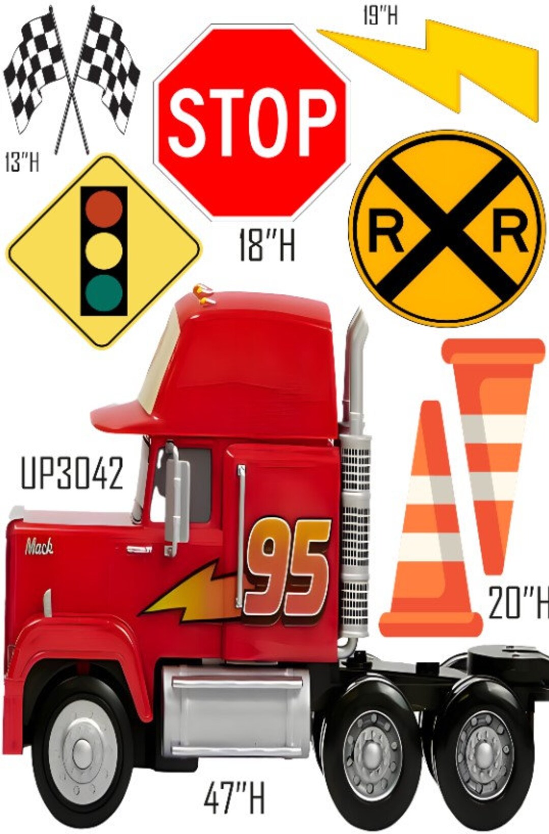 MACK TRAILER Semi Truck Party Props Decorations Backdrops Cutouts Signs Decor Table Centerpieces