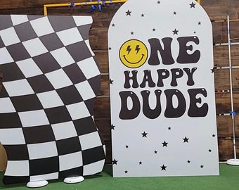 Coroplast panel wall wavy One Happy Dude decorations backdrops coroplast cutouts signs centerpieces (No stakes or stands included)