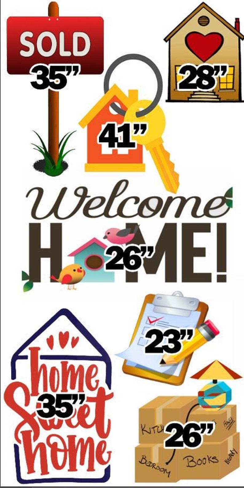Welcome Home Set Coroplast Party Props decorations chiaras backdrops cutouts signs decor table centerpieces Yard cards NOstandsincluded afbeelding 1